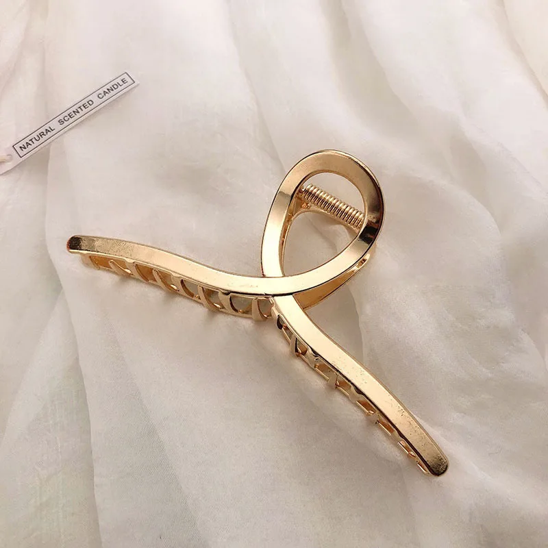 Neue Elegante Gold- und Silber-Haarspangen mit Geometrischem Hohlmuster, Metall-Haarklammer, Haarband, Krabben-Haarclips, Modische Haaraccessoires für Damen – Detail 7