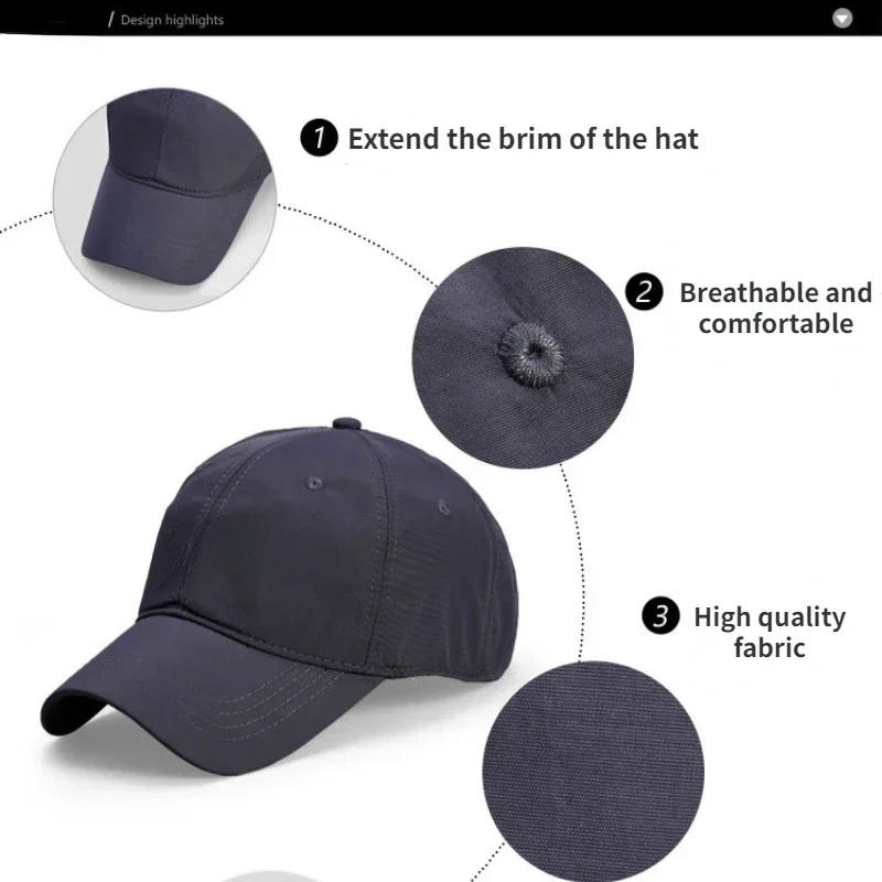 Neue Große Größe 63-67 cm Schnell Trocknend Baseball Caps Männer Atmungsaktive Papa Hut Plus Größe Einstellbar Weiche krone Lauf Caps Unisex Hüte – Detail 11