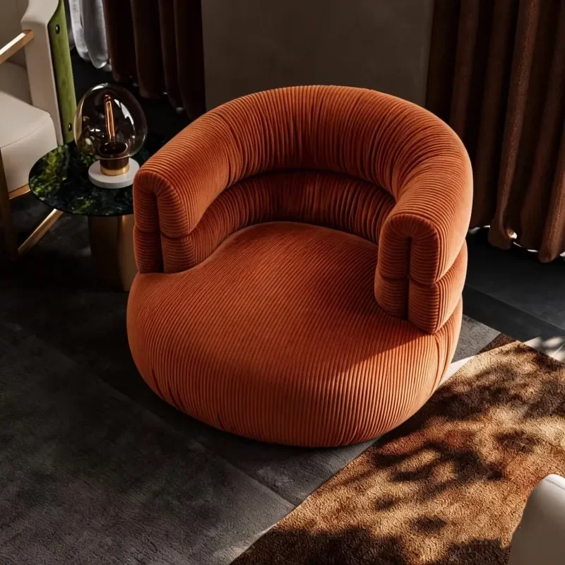 #Modern Velvet Sofa Chair , Relaxing Solid Wood Armchair, Round French Style R for Bedrooms, Hotels, Apartments, Villas