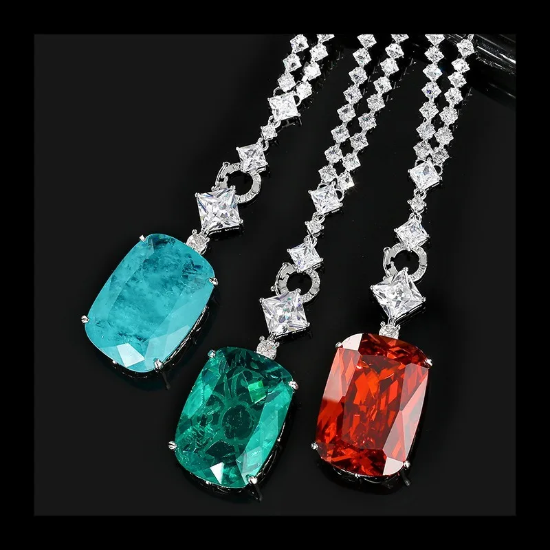 

2025 Zhuang Shengsheng Jewelry Copper Bottom Gold Plated Fashion Simulation Color Treasure Dafang Diamond Luxury Pendant