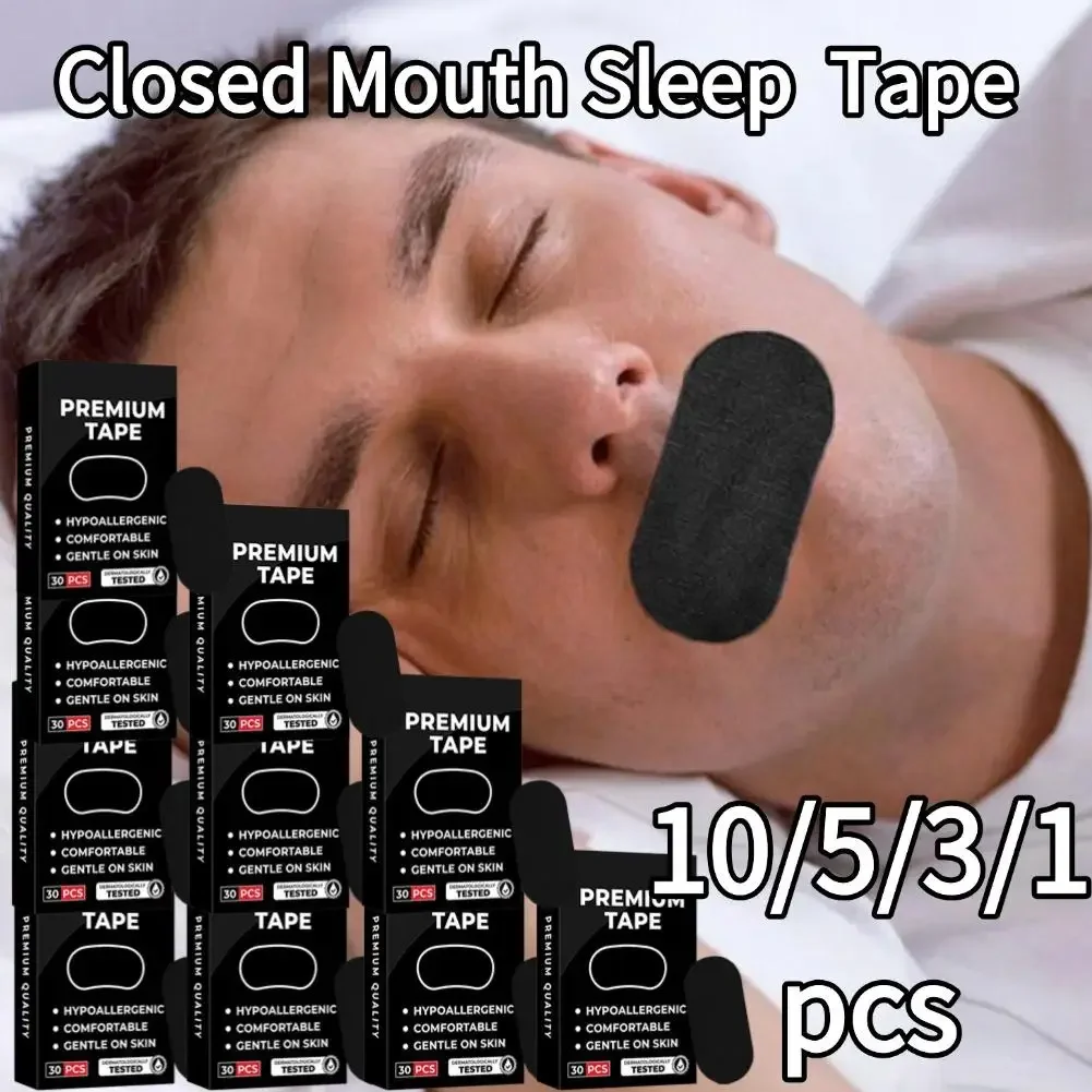 Cinta elástica para dormir de boca cerrada, cinta adhesiva para dejar de roncar, cinta correctora de aliento de boca abierta para dormir, cuidado de la salud