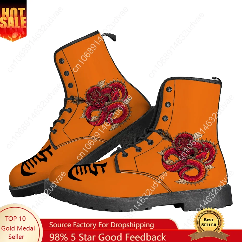 

Chinese Dragon Boots Mens Womens Teenager Shoes Casual Boot Outdoor Light High Quality Couple Print on Demand Customize Shoe
