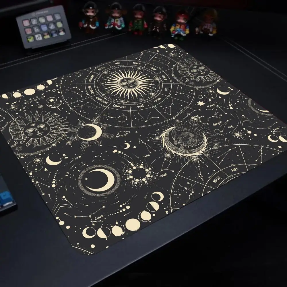 Vintage Zodiac Desk Mat Multiple sizes Large Square Computer Office Table Mat Xs Cosmic Magic Textures Rubber Anti-slip Mousepad