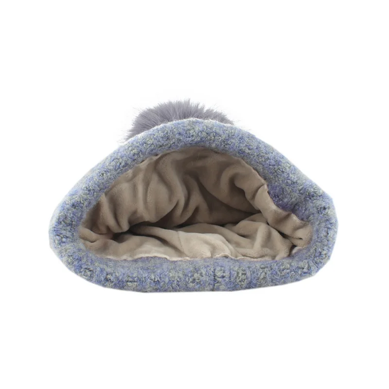 جديد الخريف الشتاء الكبار التدرج اللون محبوك بوم بوم قبعة وشاح قفازات مجموعة الصوف مبطنة الدافئة ثلاث قطع مجموعة للنساء الفتيات