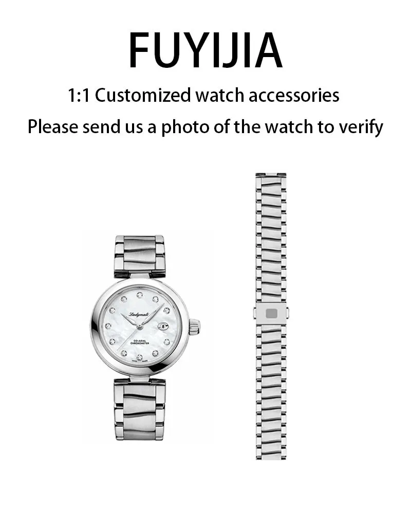 

FUYIJIA Custom De Ville Ladymatic Original Watchbands 18MM Concave Interface Watch Chain Stainless Steel Butterfly Buckle Strap