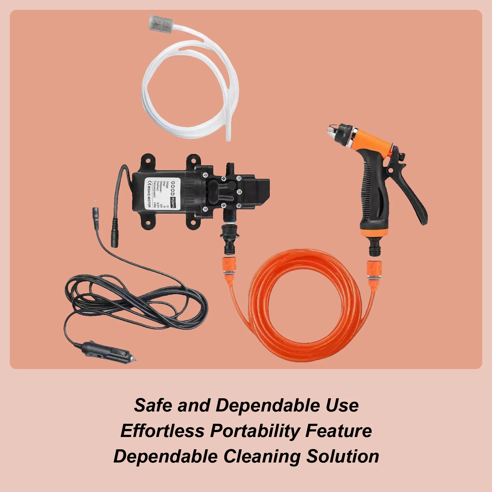 Portable Pressure Washer Power Car Washer Portable Cleaner Vehicles Cleaning Detailing Machine Adjustable For Automotive Boat RV