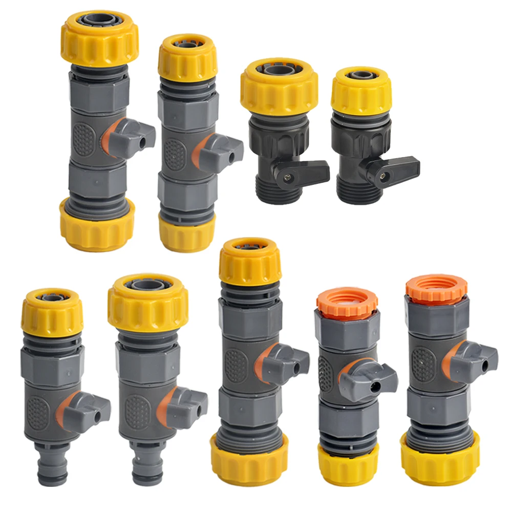 Garden Hose Shut-Off Valve Connector Set, Faucet Extender 1/2” 3/4” Hose, Garden Hose Waterstop Fittings Watering Gun Adapter