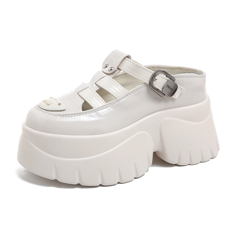 

Baotou Half Slippers For Women Wearing New Summer Hollow Shoes Single Shoes High Heel Thick-Soled Sandals Casual And Comfortable