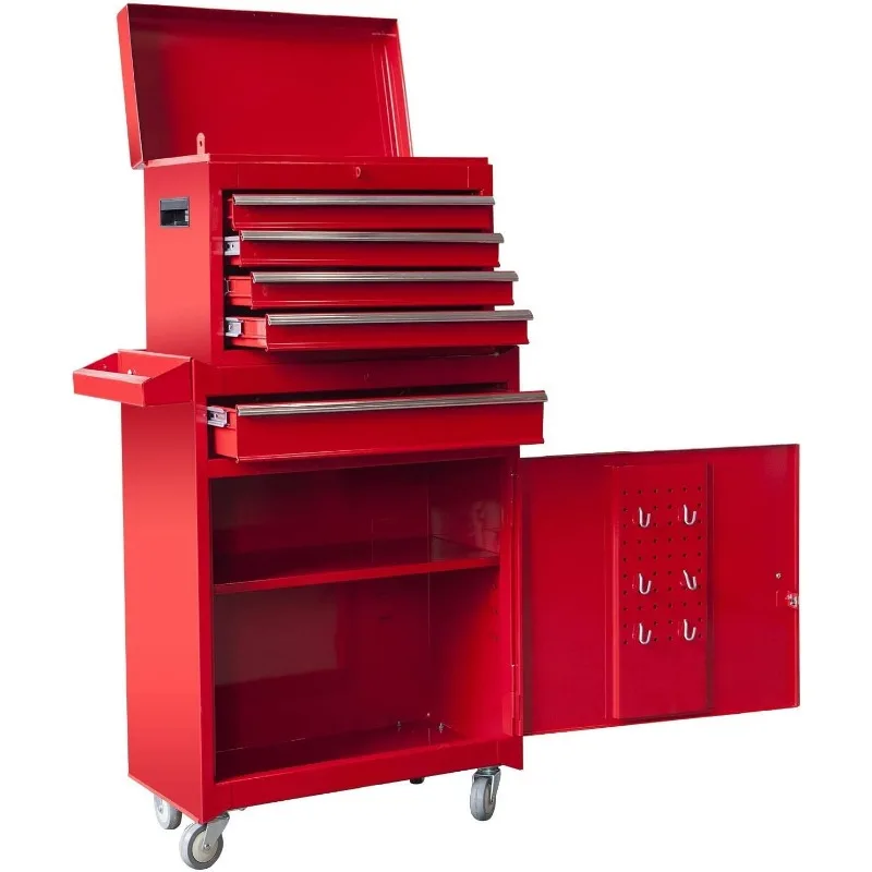 ATBT1204R-RED Detachable 4 Drawer Tool Chest with Large Storage Cabinet and Adjustable Shelf, 11" x 20.3" x 40.4"