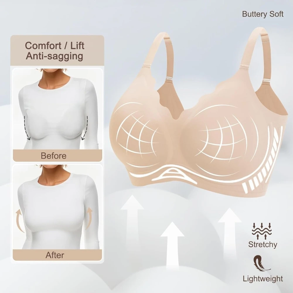 حمالة صدر نسائية من Underwire بتغطية سلسة، حمالة صدر يومية مريحة ودعم تي شيرت