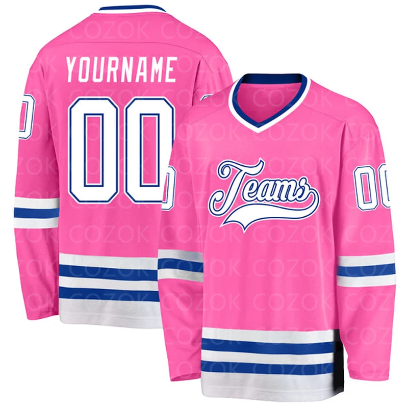 Custom Pink Hockey 3D Print You Name Number Men Women Ice Hockey Jersey Competition Training Jerseys