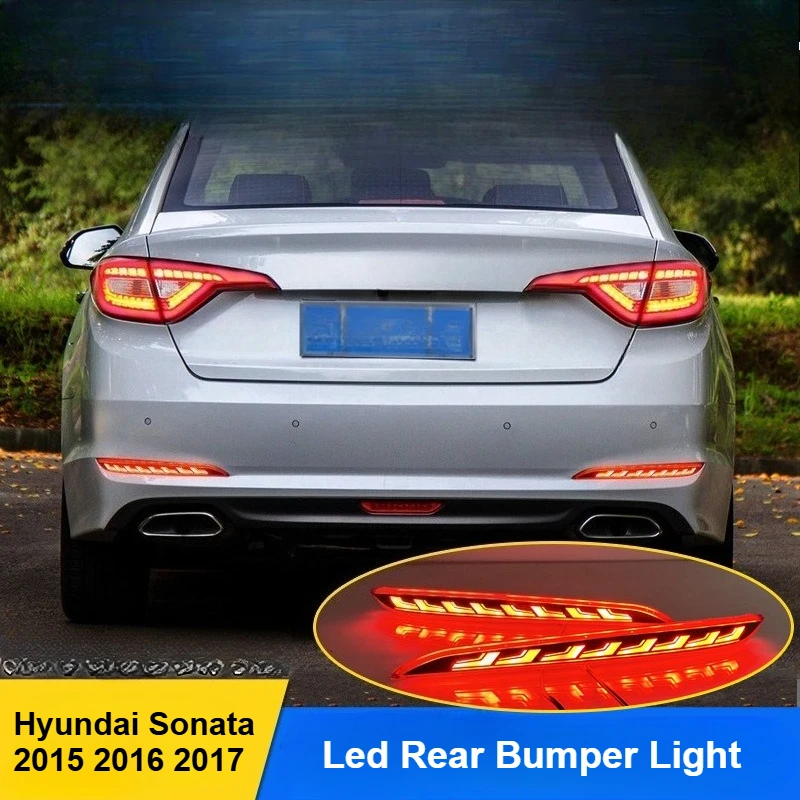 

Для Hyundai Sonata 2015 2016 2017, светодиодный отражатель заднего бампера, указатель поворота, задний стоп-сигнал, сигнальные огни