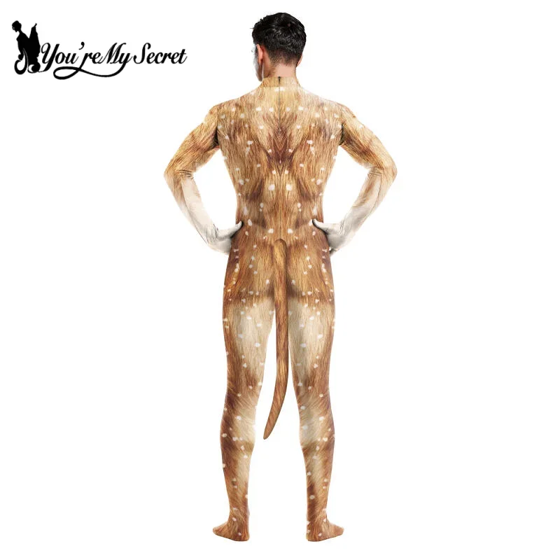 [أنت سري] الكبار الحيوان الأيائل سيكا الغزلان طباعة تأثيري أزياء مسرحية هالوين كرنفال حفلة تنكرية Zentai البدلة