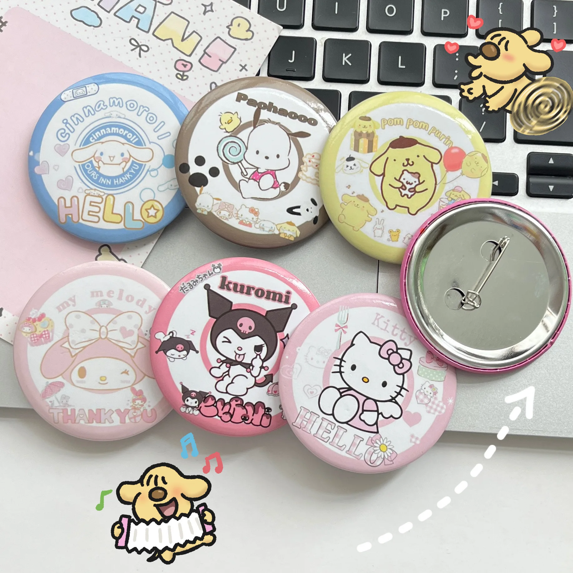 Miniso Sanrio Badge Kulomi KT Cartoon Brooch Pin ins Sweet and Cute Daily Variety Bag Accessories
