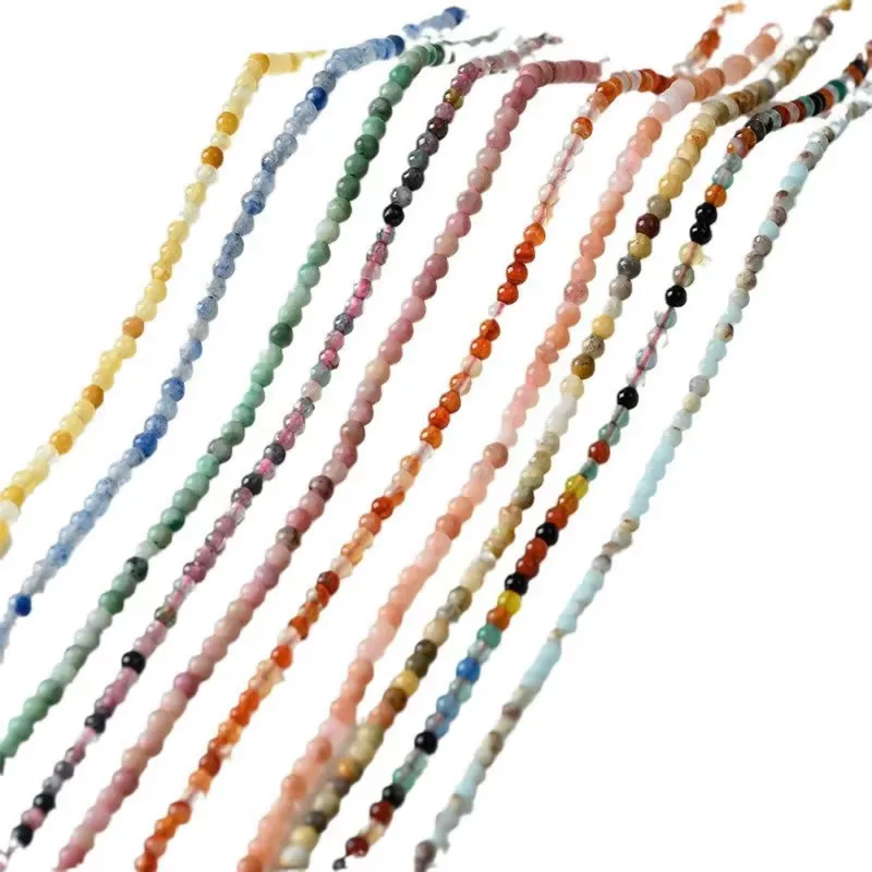 2mm 3mm 4mm Kleine Natürliche Heilkristall-Perlen aus Achat und Amethyst für DIY Armbänder, Halsketten und Schmuckherstellung, Runde Lose Perlen