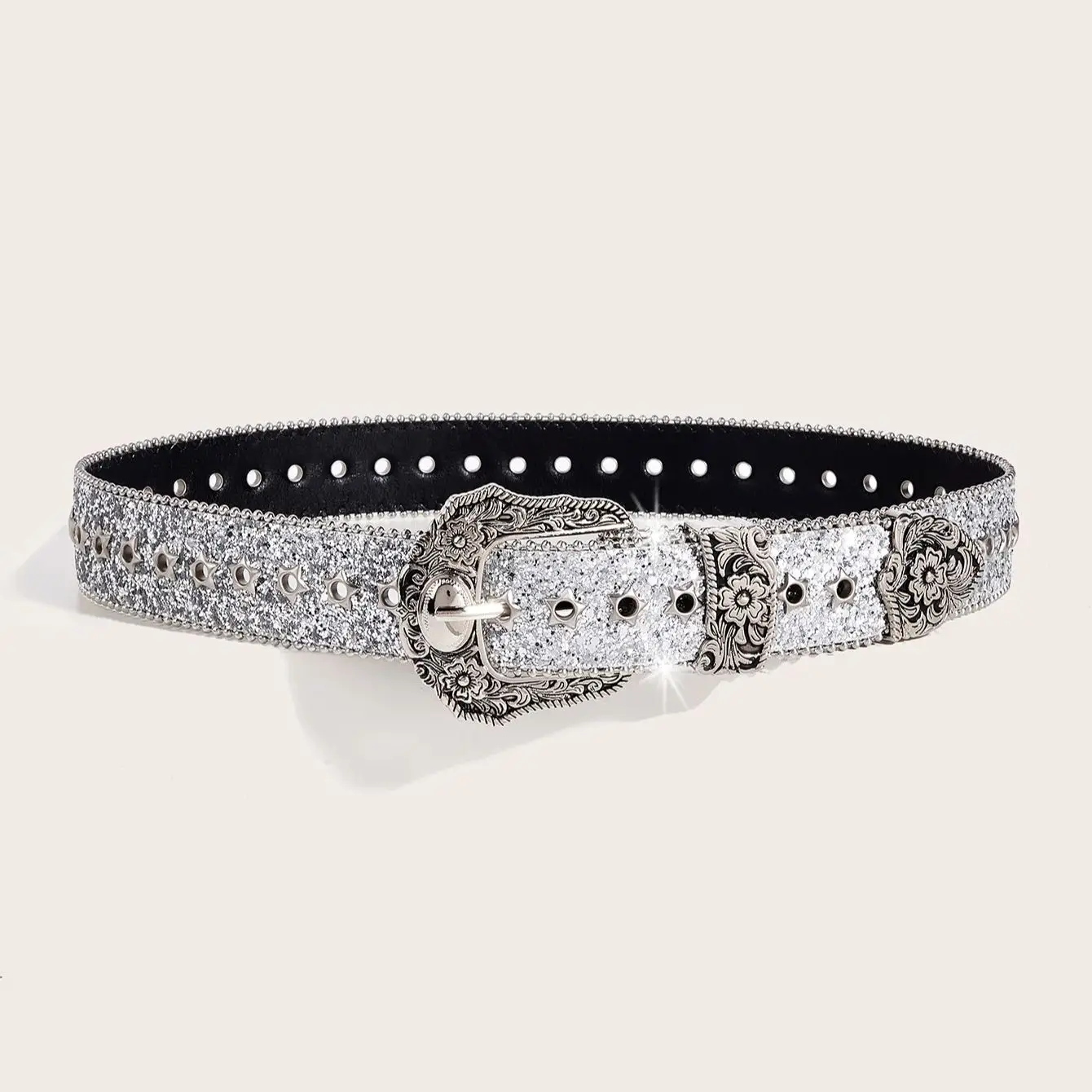 Y2K Western Girls Rhinestone Vintage carved buckle shiny belt Cowboy Girl Belt for women suitable for everyday use hip hop party