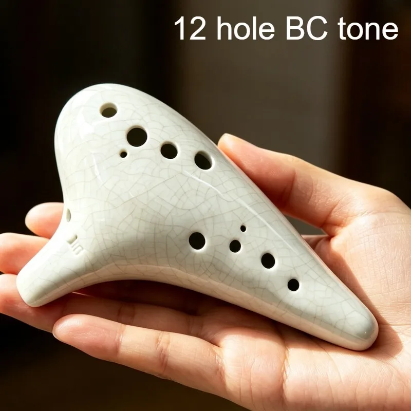 Bass C Tone Ocarina 12 Hole Ceramic Flute Beginner Professional Ocarinas Xun Meditation Sound Healing Orff Instruments with Bag