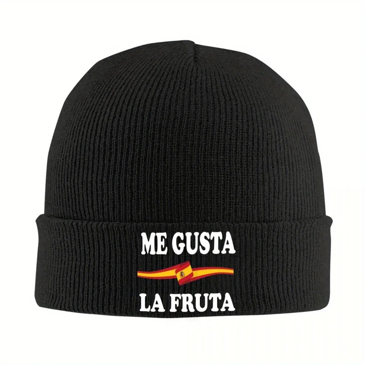 Gorro de Malha Unissex Novo Estilo Outono Inverno com Estampa 'Me Gusta La Fruta' e 'Politica Graciosa' - Espanha