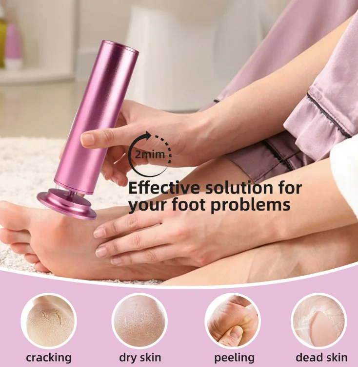 Electric Foot Grinder for Dead Skin Removal, Portable Pedicure Tool with Replacement Sandpaper, Heel Foot Care File image 4