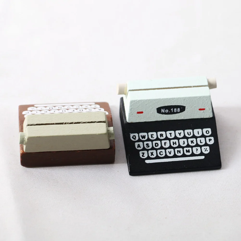 

Mini Typewriter Mini House Typewriter Vintage Home Office Retro Props Wood Model Miniature Furniture House Printer Photo