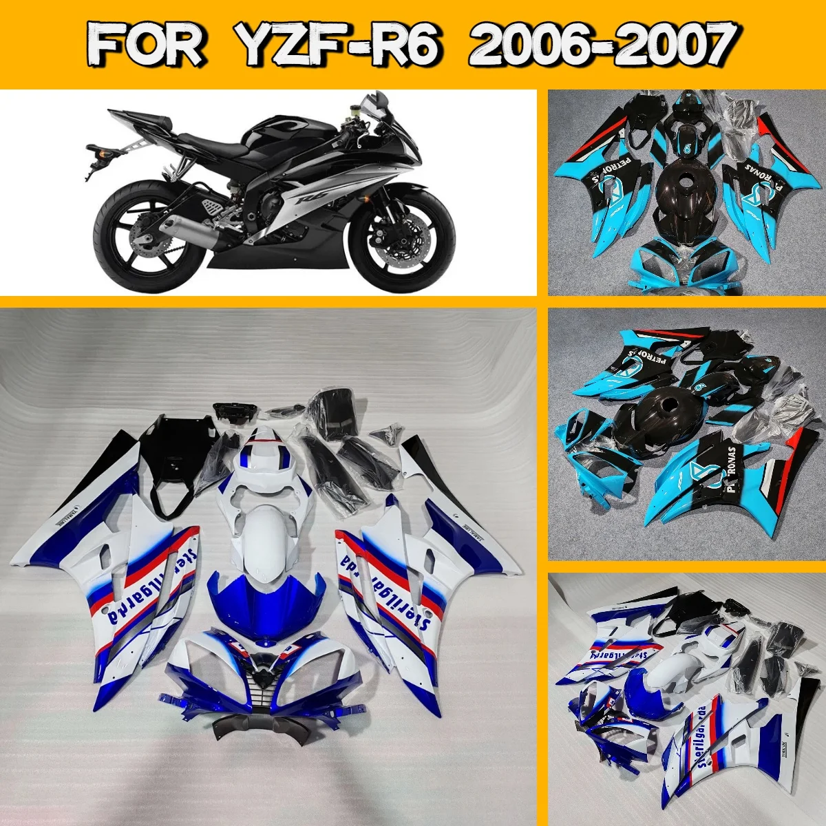 Motorcycle Fairing Kit 2006 2007 YZF R6 Full Accessories Fairings ABS Plastic Suit for 06 07 Yamaha YZFR6