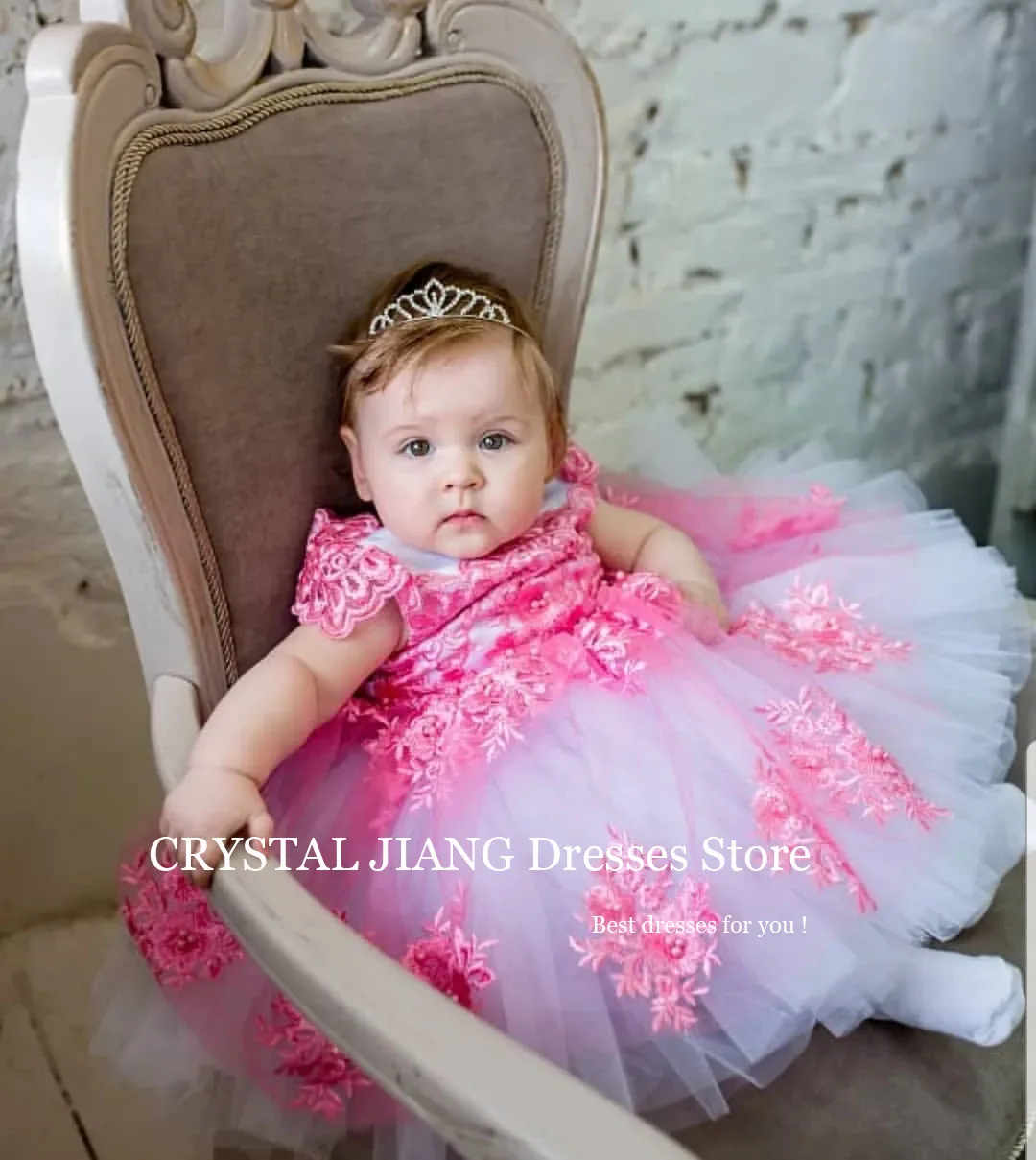 Classy Flower Girl Dresses O Neck Tulle Sleeveless with Appliques Ball Gown Floor Length Vestido Infantil Menina