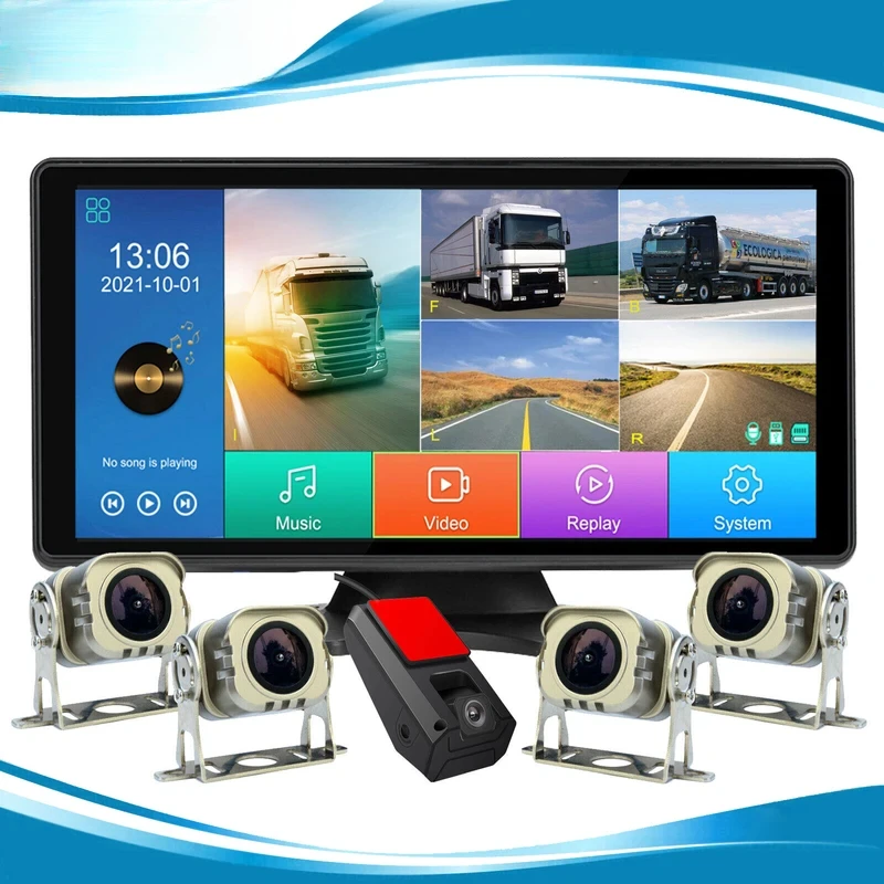 

5-канальный 10.36-дюймовый IPS-монитор с DVR для автомобиля, грузовика, прицепа, для заднего вида и парковки