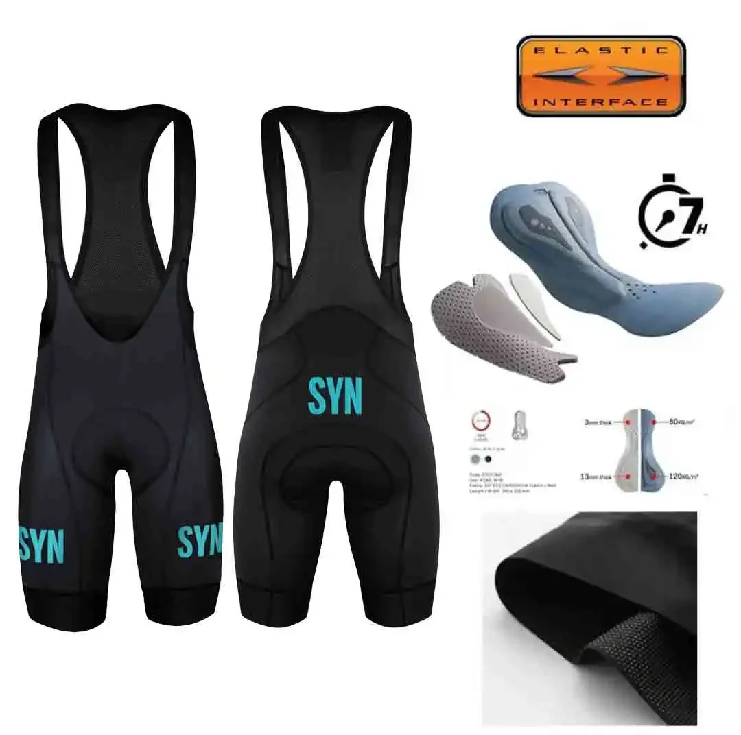 SYN Italian Bicycle Seat Cushion Men Cycling Bib Shorts Summer Mountain Bike Bib Shorts 7H Padded Breathable Quick Dry MTB Pants