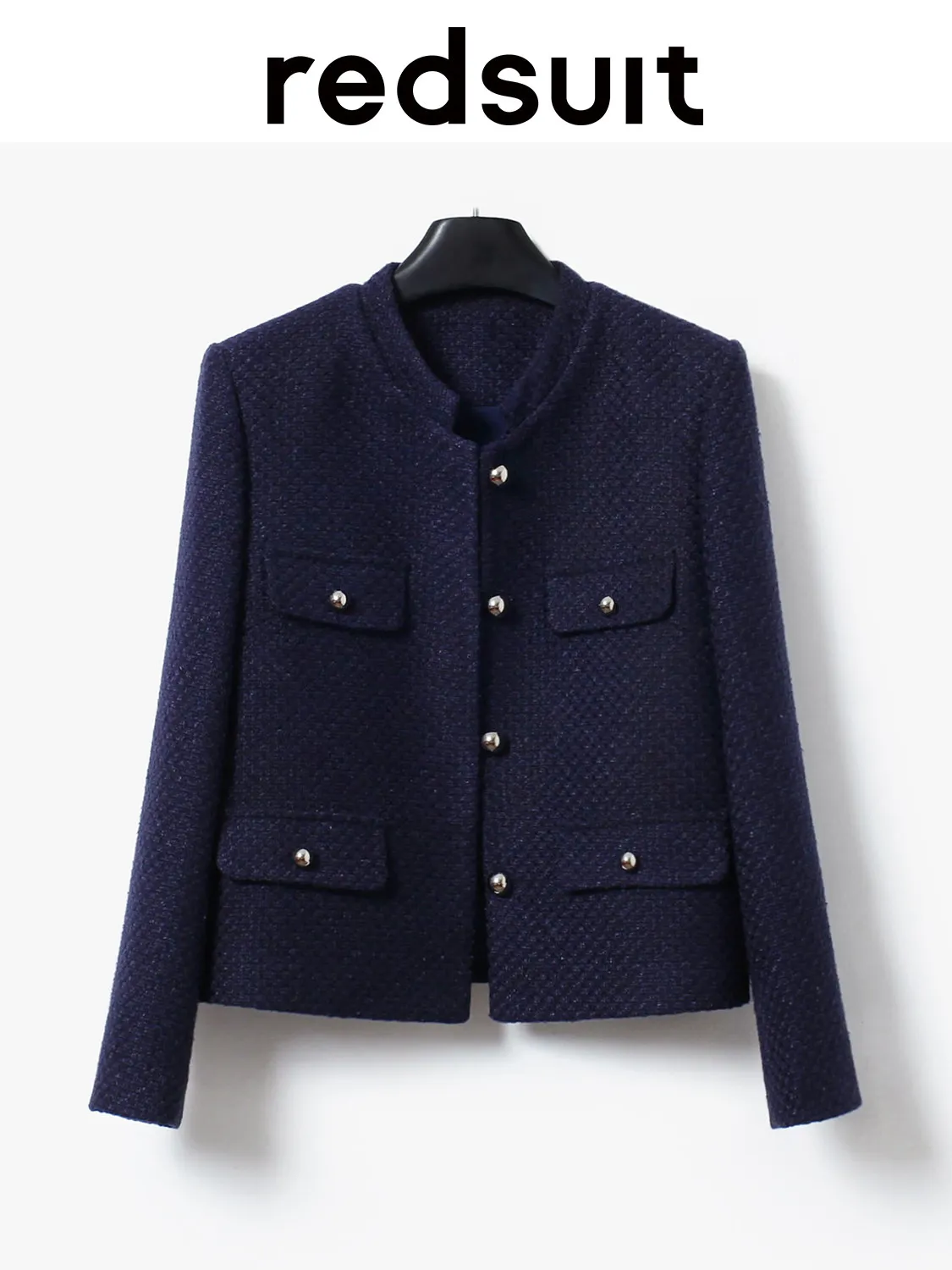New High end classic fashion stand up collar slimming single breasted coarse woolen coat Custom Sizes