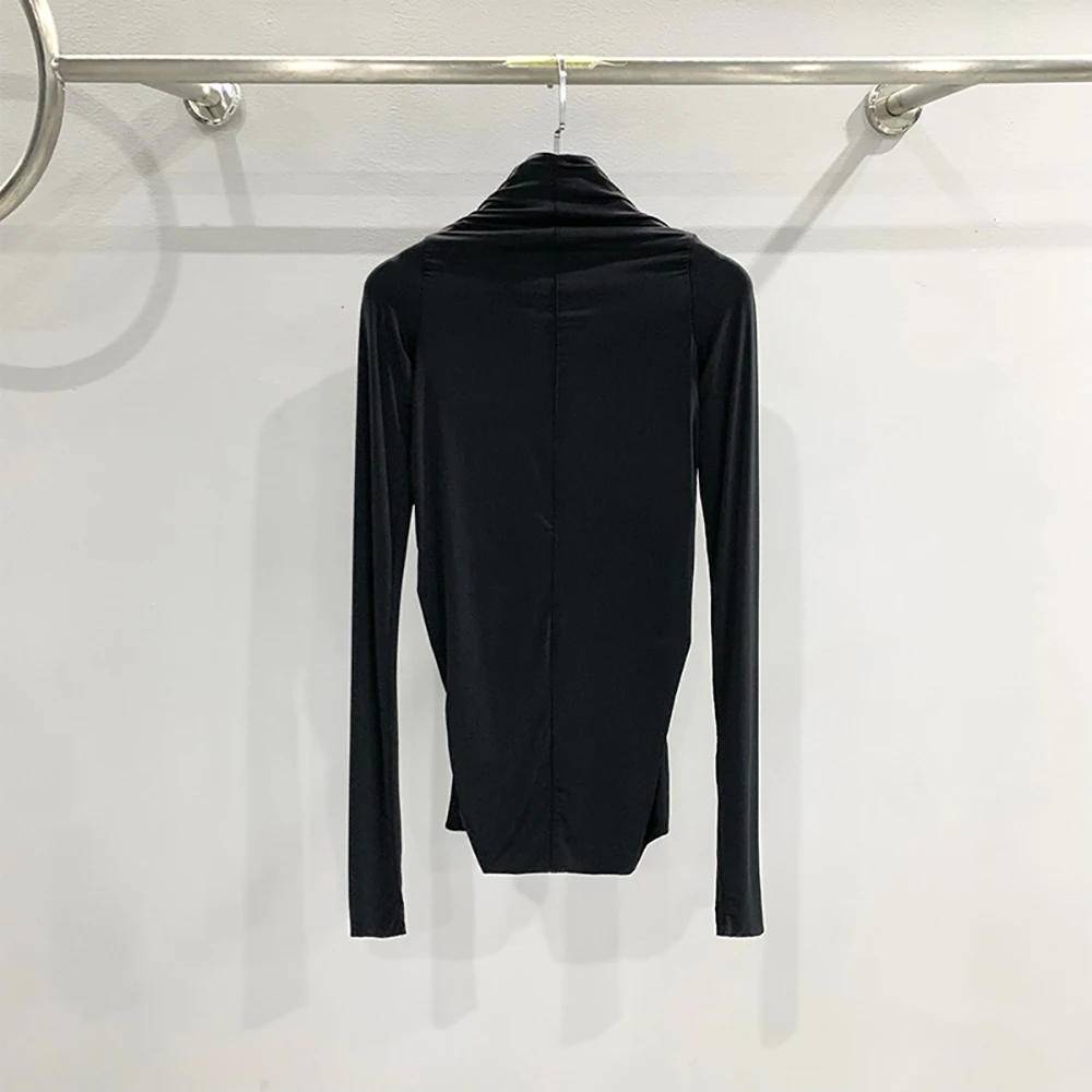 Cotton-Blend Sexy Lace-Up Women's T-Shirt Stretch-Fit Elegant Commuter Long-Sleeve T-Shirt Top 2026 Spring New Arrival Y2K