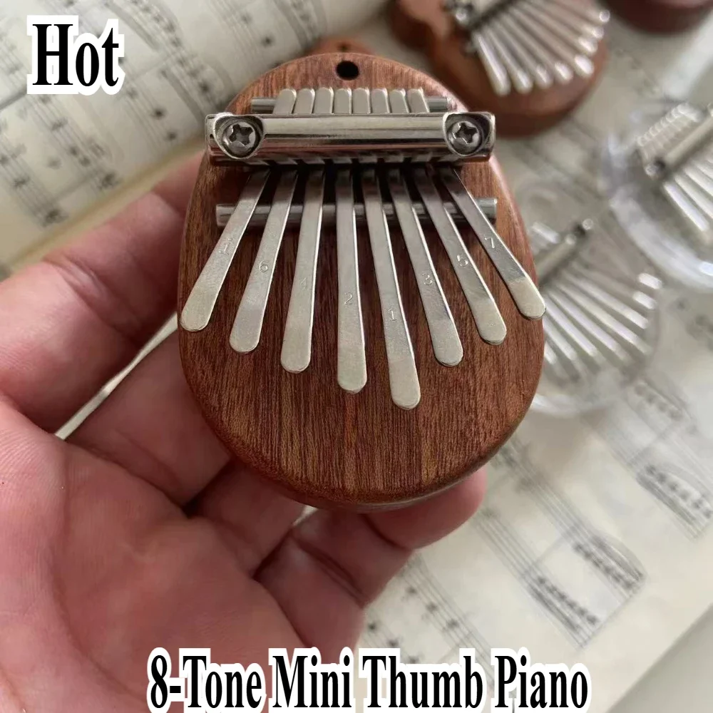 1Pcs Wooden Mini Thumb Piano Music Toy 8 Tone Portable Beginners Finger Piano Gift for Girlfriend Wooden Musical Boxs Diy Home