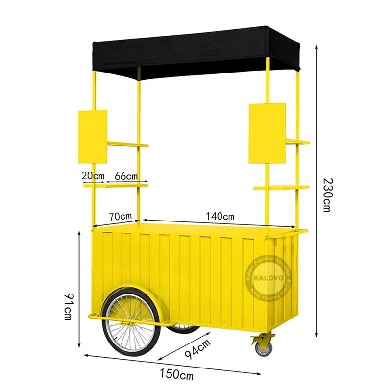 Outdoor Float Stall Mobile Cart Vending Bike Cold Drink Milk Tea Food Cart Promotion Table Coffee Trunk