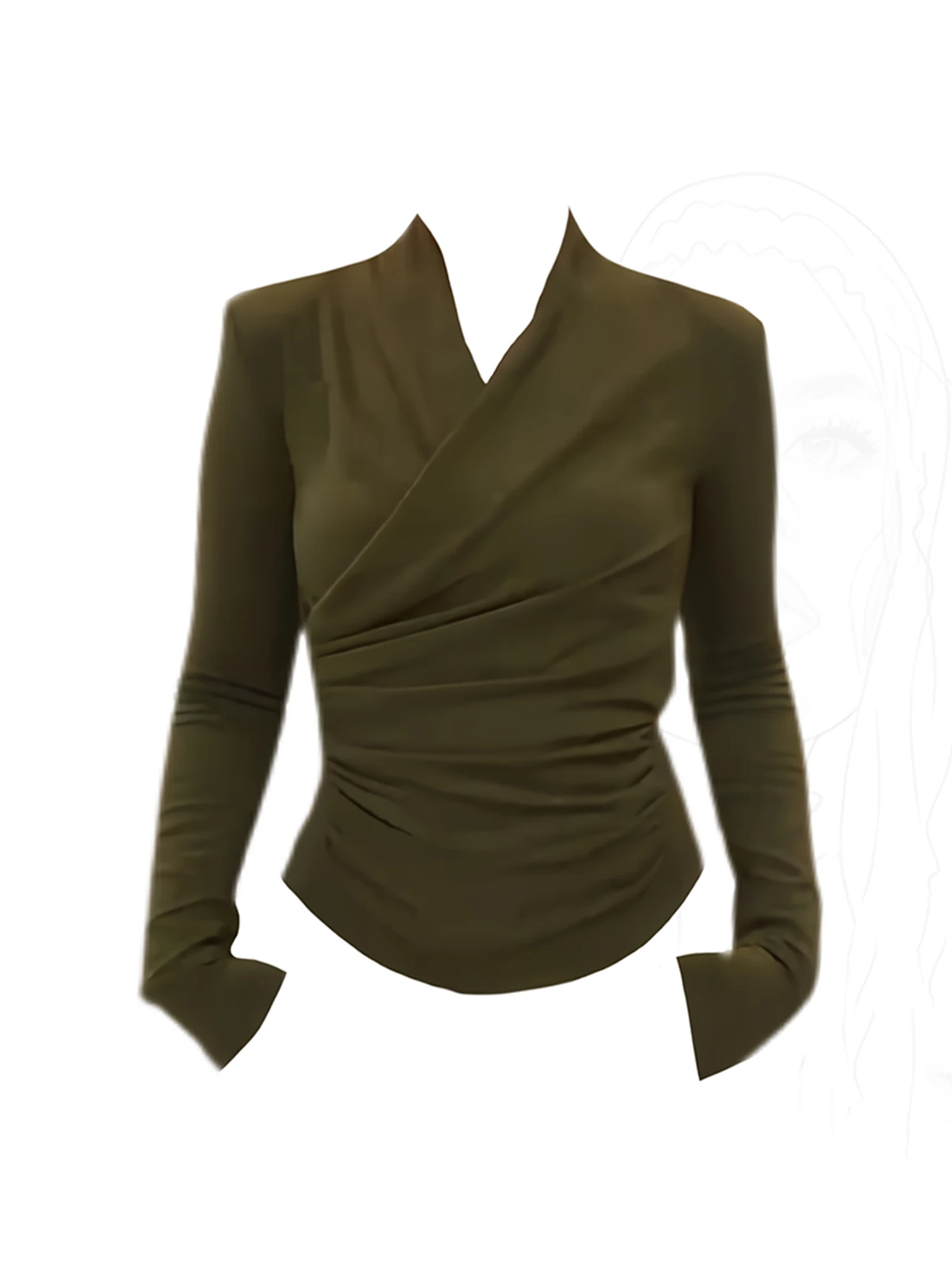 

Женская зеленая вязаная футболка, эстетичная футболка Y2k Gyaru, винтажные футболки большого размера с длинными рукавами, модная одежда 2000-х годов, весна-осень