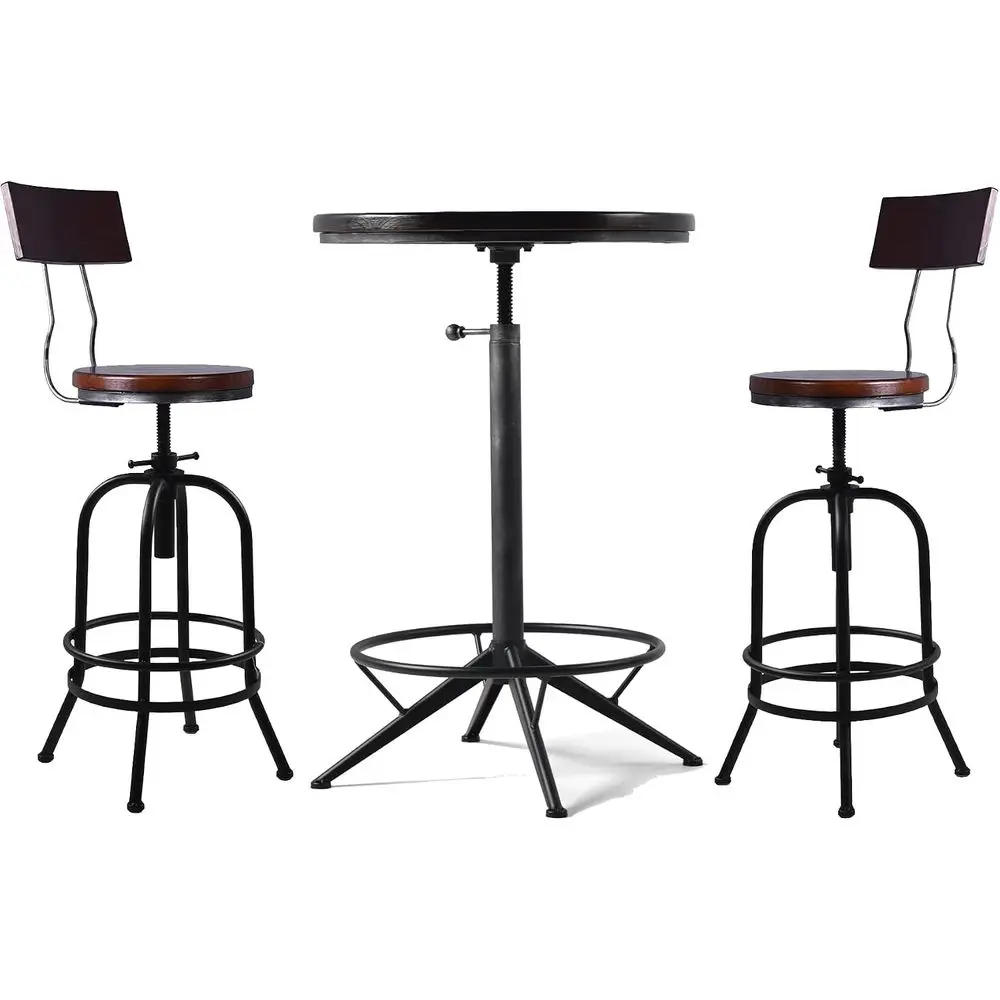 

Urban 3-Piece Bar Table and Chairs Set, Space-Saving Design for Living, Dining, or Outdoor Use, Adjustable Height, Swivel Seats,