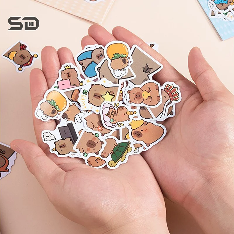 40pcs Cartoon Cute Capybara Hand Account Stickers Creative Kawaii Diary Decoration Sticker Children Handbook Material Paper