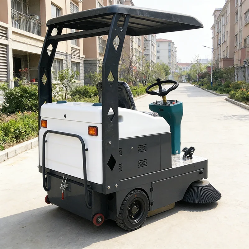 Compact Ride On Mechanical Sweeper for Parking Lot and Industrial Facility Maintenance