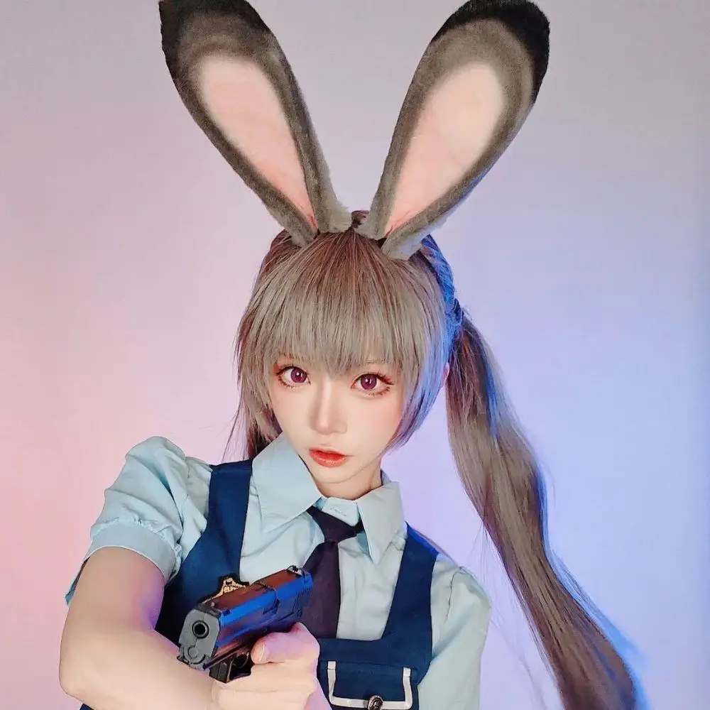 

Женская пасхальная плюшевая повязка на голову с заячьими ушками, уши кролика, обруч для волос для косплея, пушистые головные уборы в стиле Лолиты, головной убор, реквизит для костюма