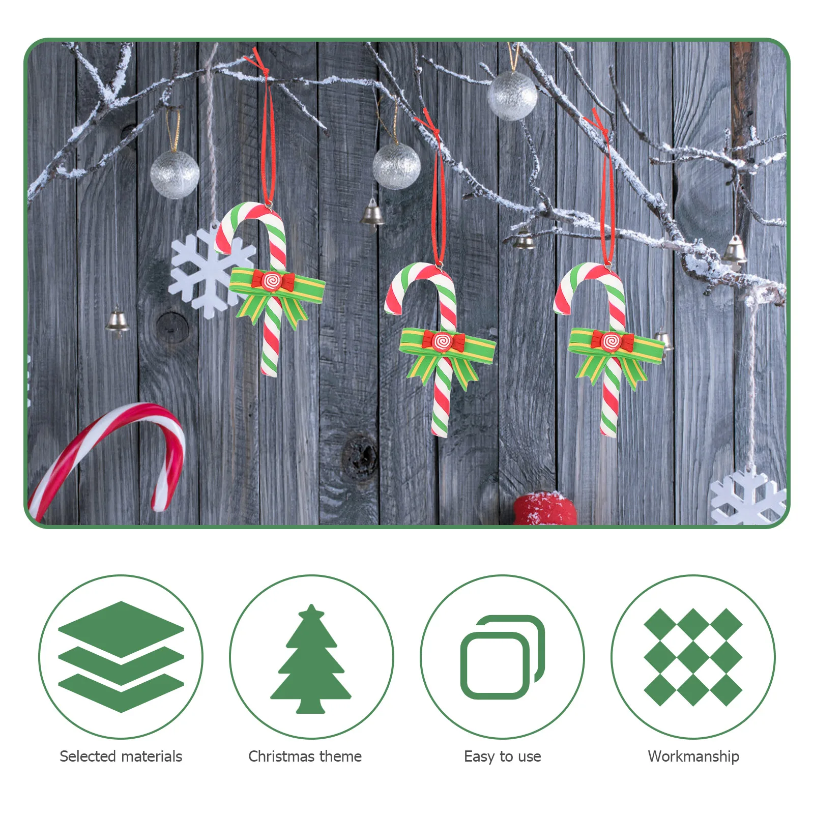 

Soft Clay Hanger Cane Ornament Decorations Home Candy Pendant Tabletop Polymer Figurine