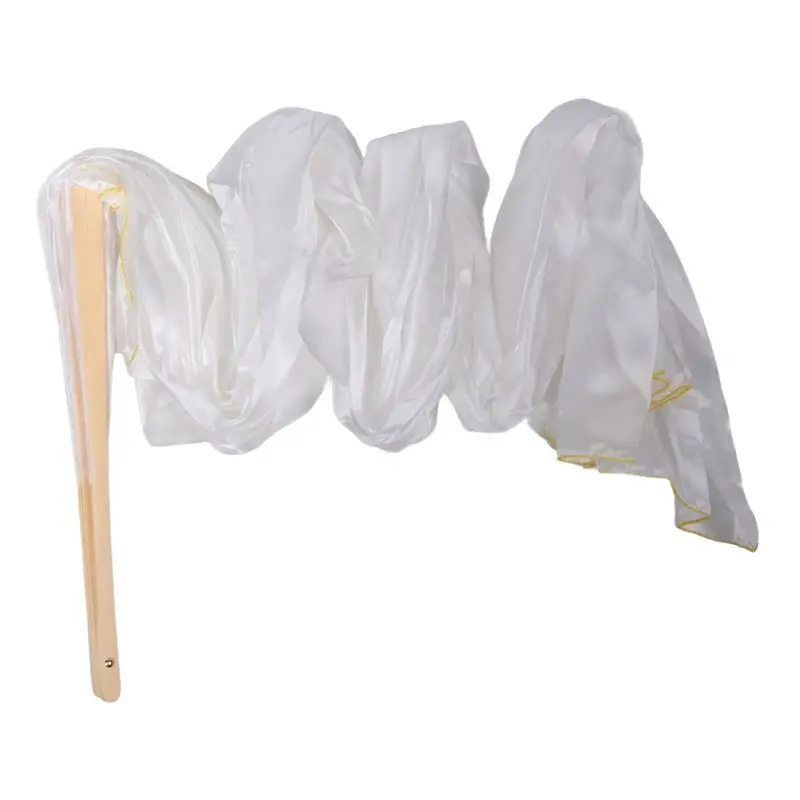 AEF6-100% الحرير للجنسين الحرير الصيني الحجاب مراوح الرقص 1 قطعة مراوح الرقص الشرقي اللون الأبيض 180X90cm #5