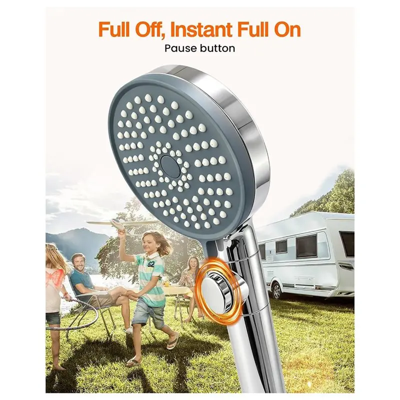ABXN-For Camper Trailer Motorhome Boat Compatible High Pressure RV Handheld Shower Head,5 Spray Modes Power Jet