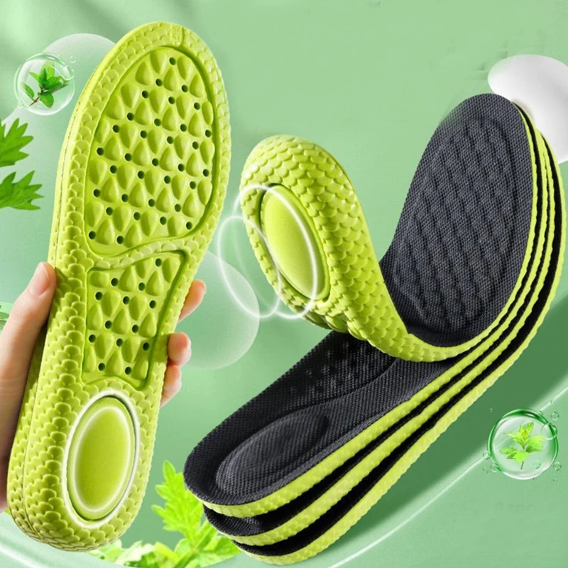 Palmilhas ortopédicas esportivas de espuma de memória, palmilhas absorventes de choque para mulheres e homens, respiráveis, anti-odorantes, almofada de sapatos