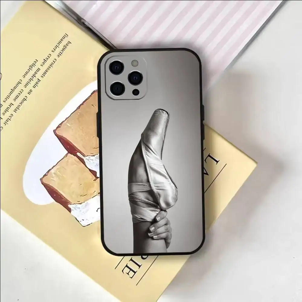 حافظة هاتف أحذية راقصة الباليه للرقص لهواتف iPhone 17، 16,15,14,13,12,11 Plus، Pro Max، أخرى غطاء أسود ناعم
