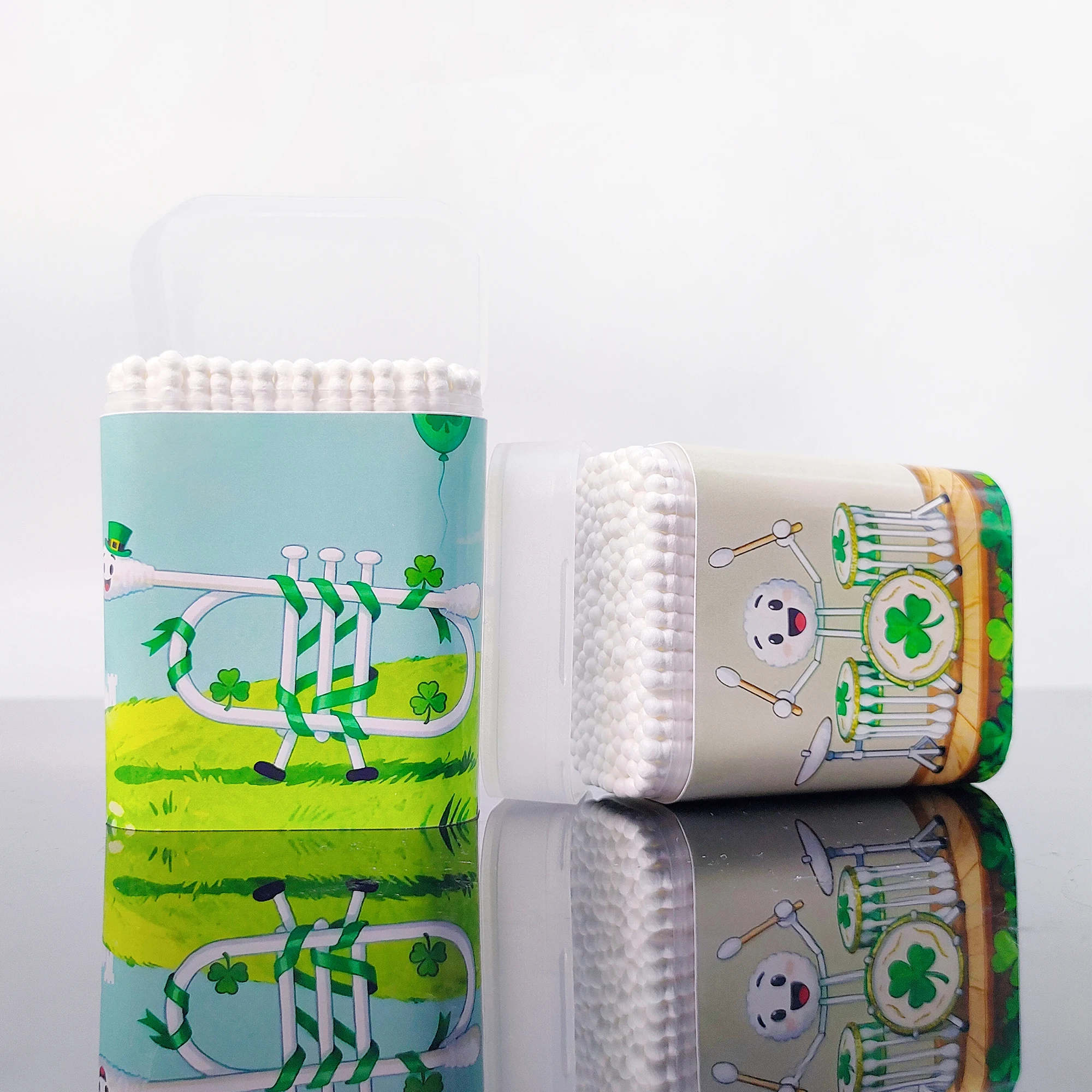 ไม้พันสำลีสองหัว 200 ชิ้น/400 ชิ้น สำหรับวันเซนต์แพทริก ไม้พันสำลีสำหรับงานสร้างสรรค์