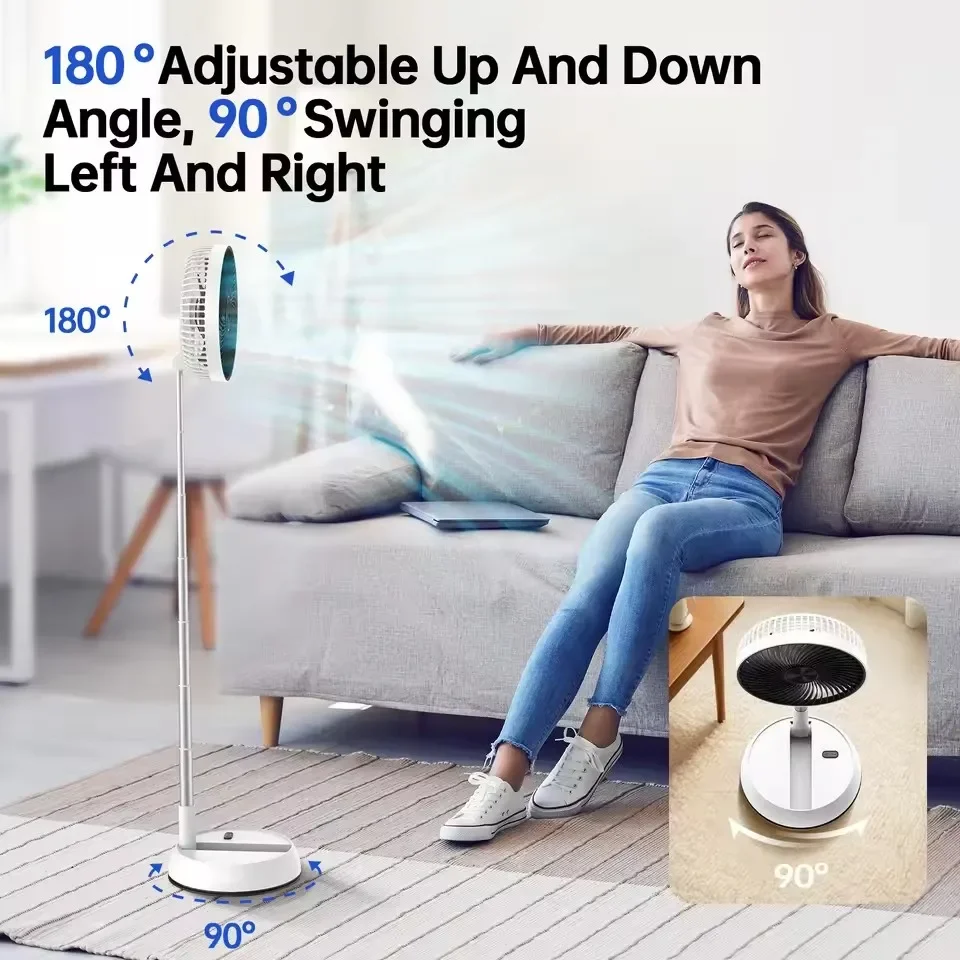 ポータブル折りたたみ式スタンディングファン 7200mAh 大容量リモコン寝室オフィス屋外キャンプ USB 充電ファン