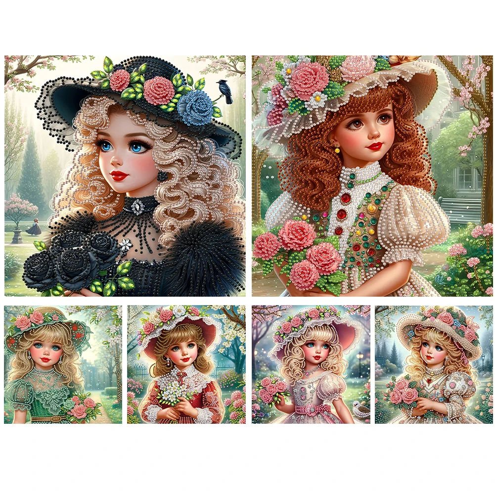 

5D DIY Частичная дрель специальной формы Набор для алмазной живописи Девушка украшения 30x30 см