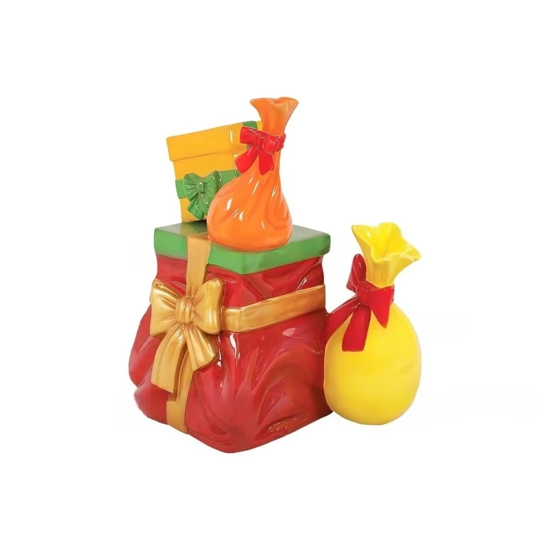 Fiberglass Christmas Gift Box Indoor/Outdoor Christmas Decoration Statuette