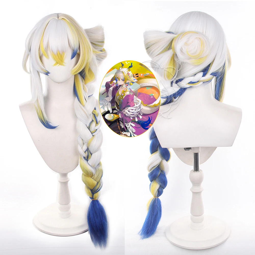 Anime Arknights Shu Women Cos Wigs Cosplay Costumes Headwear 95cm Long Simulation Scalp Thick Mixed Puffy Long Hair Wigs
