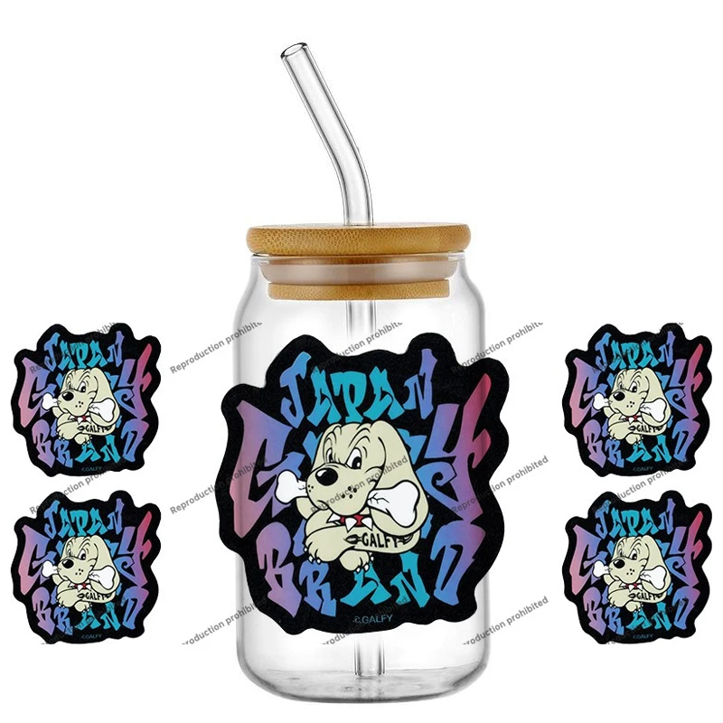 

Новый дизайн, байкерская банда, мультяшная собака, УФ DTF, обертывания для чашек для 16 унций, водонепроницаемая УФ-наклейка для передачи данных DTF, очки, кружка, сделай сам, наклейка, обертка