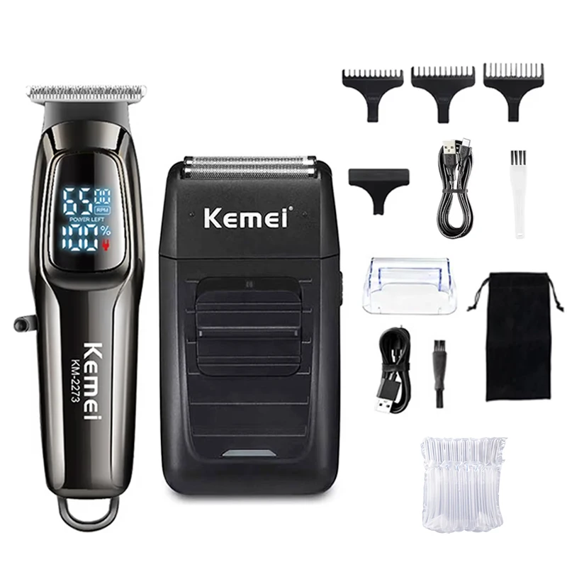 Kemei Professionele Elektrische Tondeuse Kit Oplaadbare Trimmer Scheerapparaat Voor Mannen USB Opladen Baard Scheermes KM-PG1990A 2273 1102