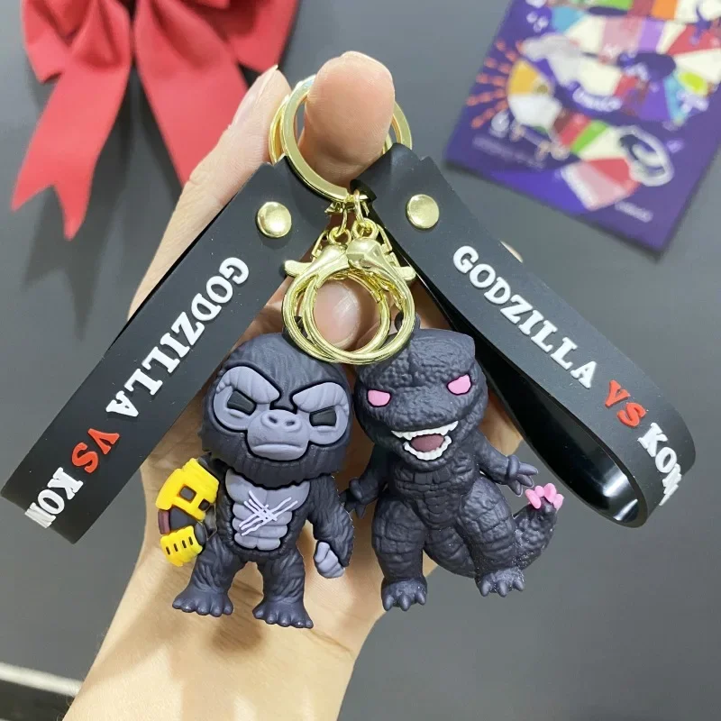 Anime King Kong VS Godzilla Keychains King Kong Godzilla PVC Action Figures Model Bag Pendent Collection Toys Kids Fans Gift